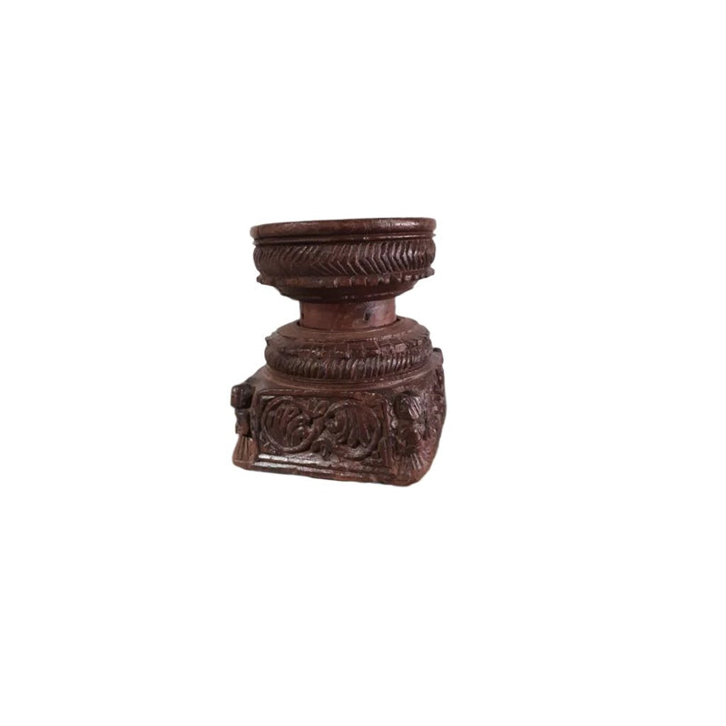 Antique Wooden Carved Seeder Candle Holder