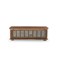 Long trunk with vintage silver panel & wood