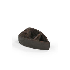 Spice box dark wood in the shape of a boat with 2 compartments