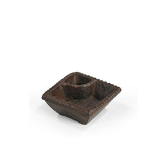 Spice box dark wood in a square shape  with 2 compartments