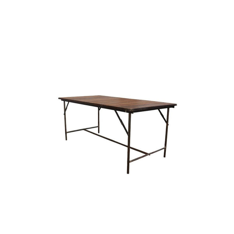 Wooden folding table on a white background