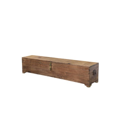 Long teak wood riffle box with to handles sideview
