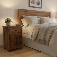 Reclaimed Wood Bedside Locker in bedroom setting