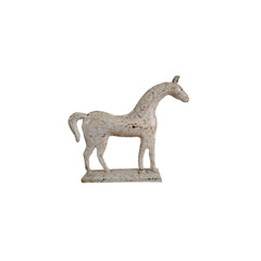 white metal horse on a white background