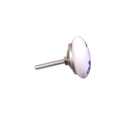 White knob with a silver screw in a white background