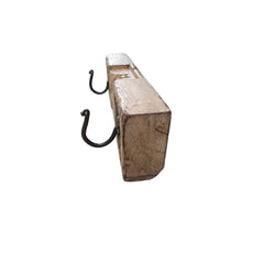 Side of the antique panel showing the 2 metal hooks