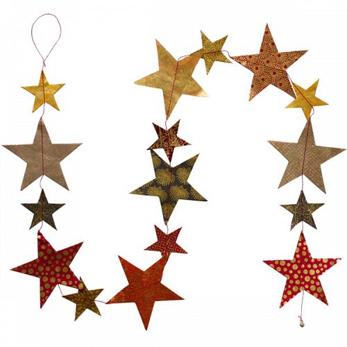 Lokta Garland Gold Xmas Stars