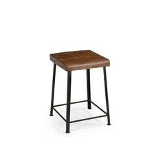 industrial wood and metal kitchen stool on a white background
