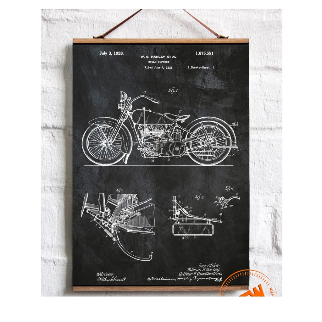 Motocycle Wall Hanging Fabric Print Scroll