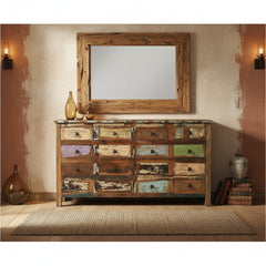 16 drawers sideboard coloured wood in a living room