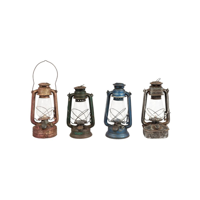 Four vintage-style lanterns on a white background