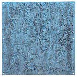 Tile Metal Plate Blue Medium 30cm x 30cm-AFF-Blue Tile,Decorative Tile,Embossed Metal Plate,Floral Tile,Metal Plate,Metal Tile,Tile,UK - Under €145,Wall Tile