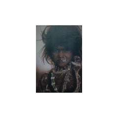 3D Poster Frame of Tribal kid black & White Image in Wooden Frame