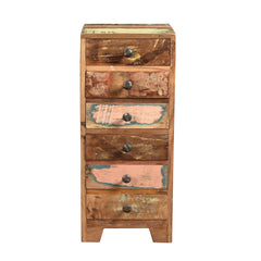 A4 6 Drawer Locker With Pink and Blue Patina Front View with Handles