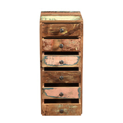 A4 6 Drawer Locker With All Drawers Open And Front With Pink, Blue And Cream Patina