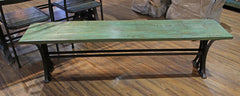 Bench Cast Iron & Reclaimed Teak Green patina side view 