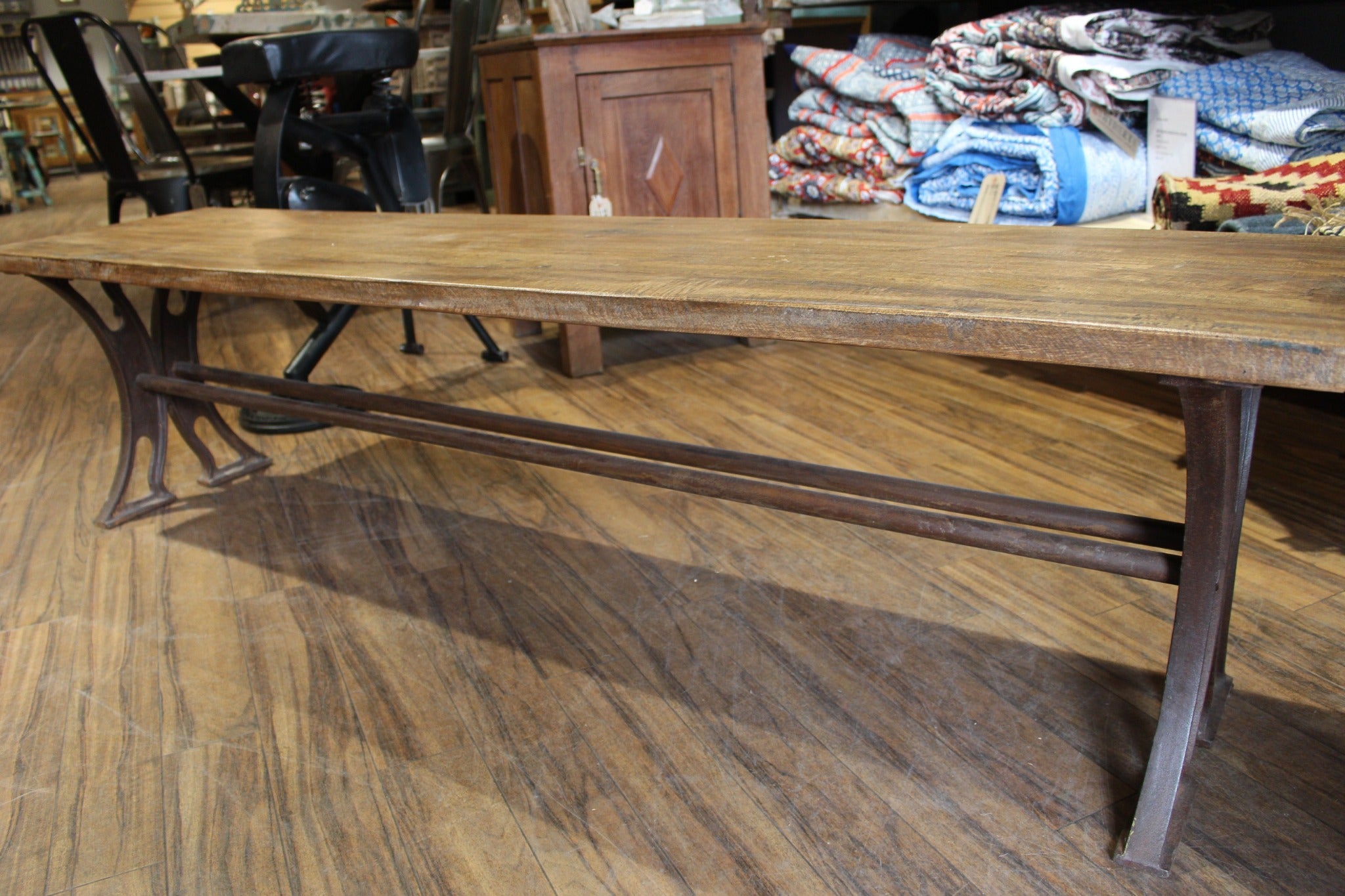 Bench Cast Iron & Reclaimed Teak Natural wooden bench 