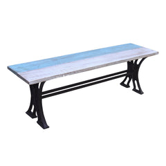Bench Cast Iron & Reclaimed Teak white and blue patina 