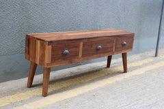 Berber Console Media Unit Handmade from reclaimed Wood side view outside in natural light 