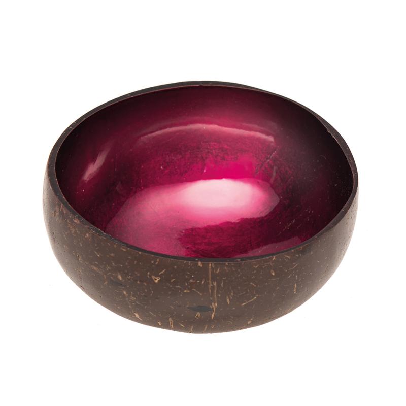 Coconut bowl with berry colour on the inside 
