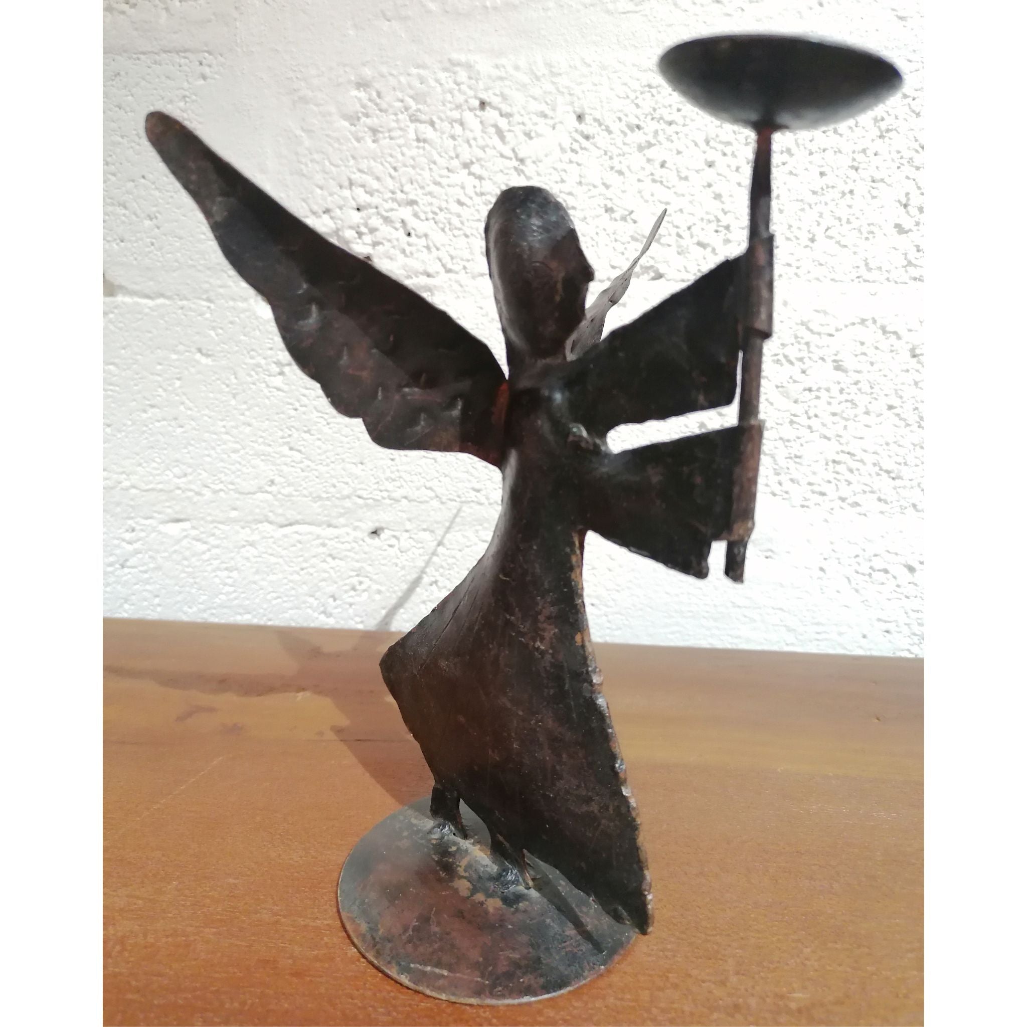 Black Angel Candle Holder front side view 
