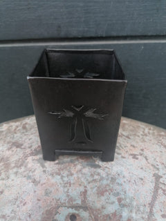 Black Metal Recycled Tea Light Bell Shape Candle Holder 