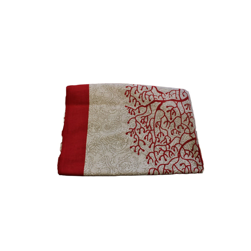 Block Print Table Cloth red and white pattern 