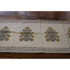 Block Print Table Runner with yellow flowers 