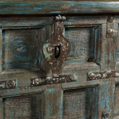 Blue Haryana Storage Trunk close up of latch 