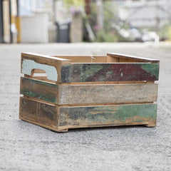 Bottle wood crate outside with natural reclaimed wood 