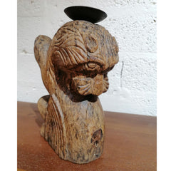Carved Animal candle holder front view 