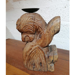 carved animal candle holder side view 