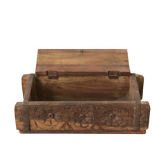 Carved Wood Brick Mould Box view of open lid 