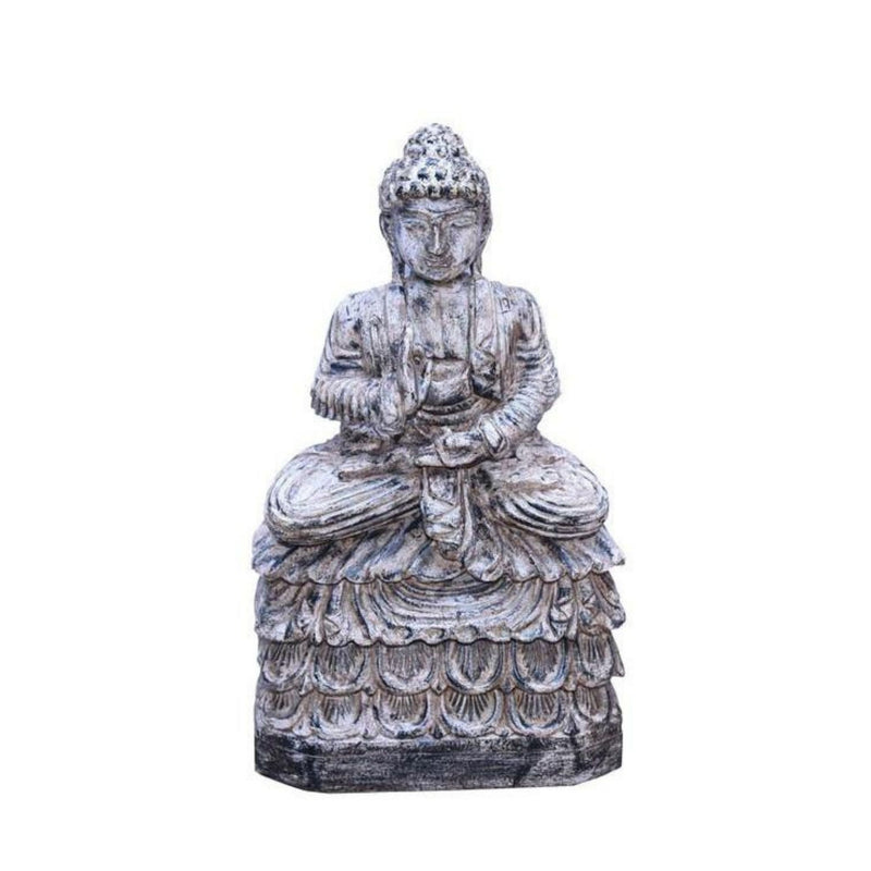 Carved Wood Buddha Statue Front view