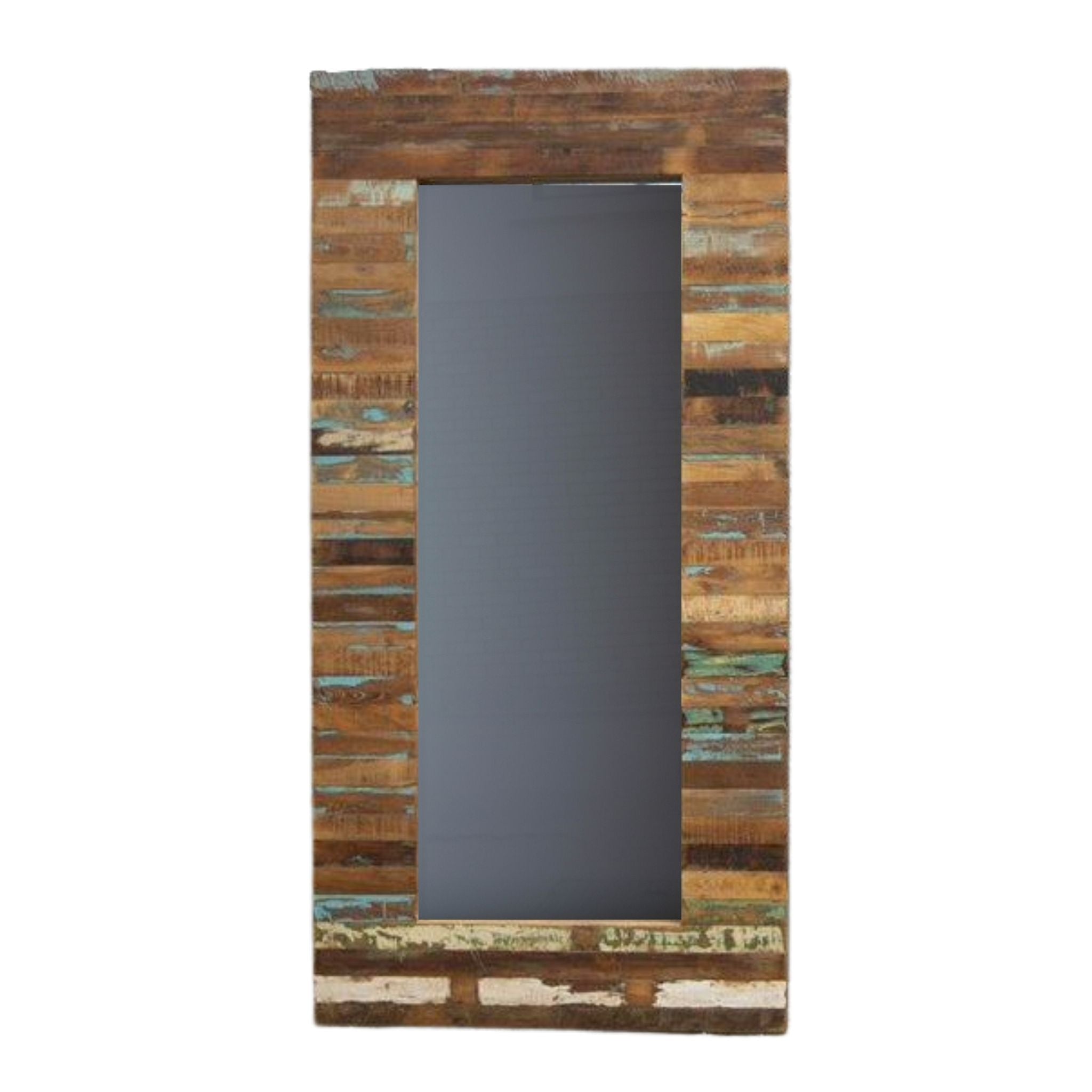Casa Full Length mirror made with reclaimed wood and mixed patina White background