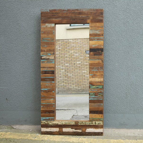 Casa Full Length mirror made with reclaimed wood and mixed patina outside with natural light
