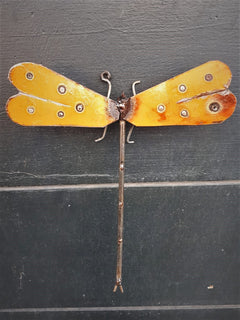 Orange Metal Dragonfly Front View 