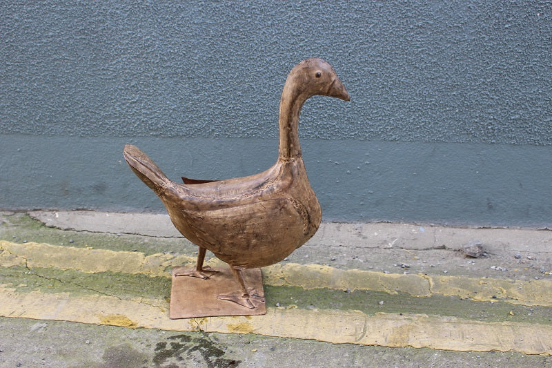 Recycled Iron Metal Goose side view 