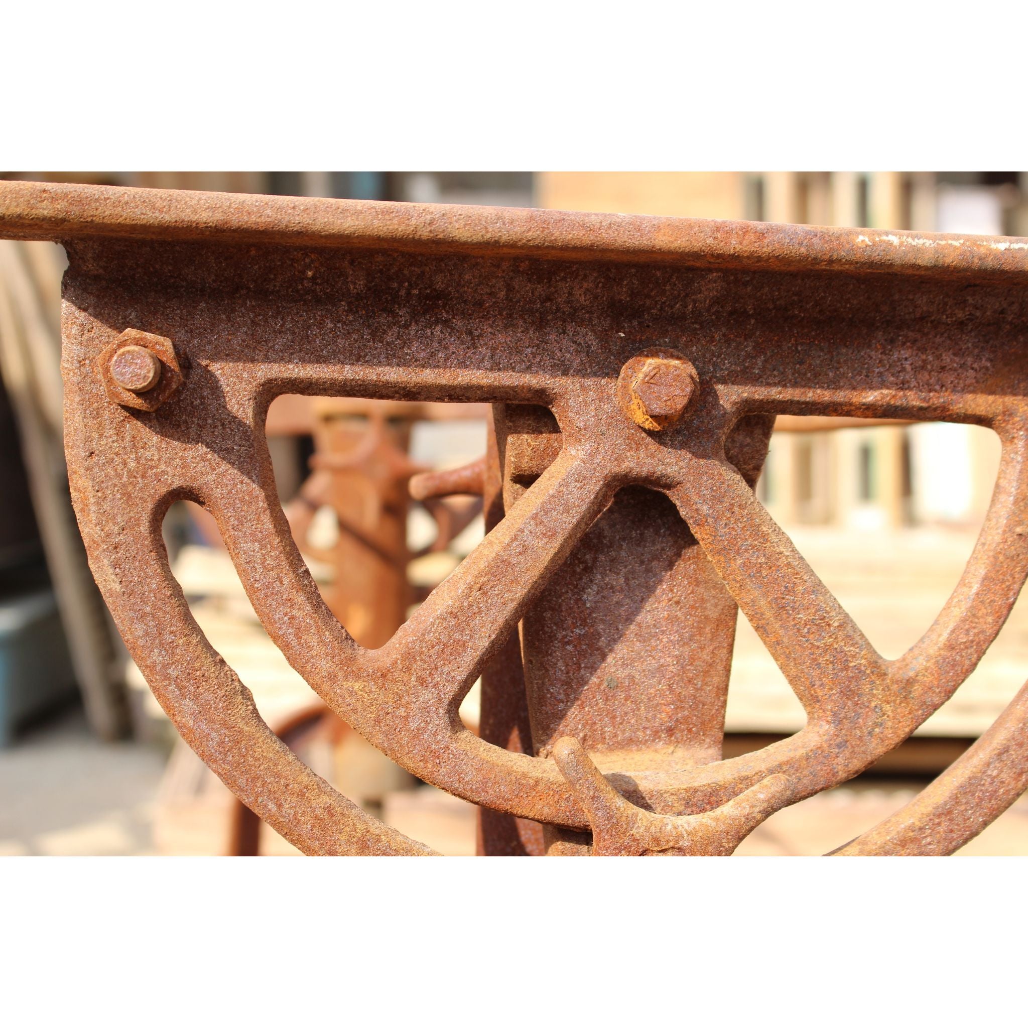 Industrial Architects Table cast iron wheel close 