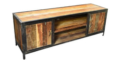 Industrial Media Unit handmade from Reclaimed Wood side view