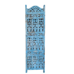 Jali Screen Room Divider Blue fully folded up screen front view