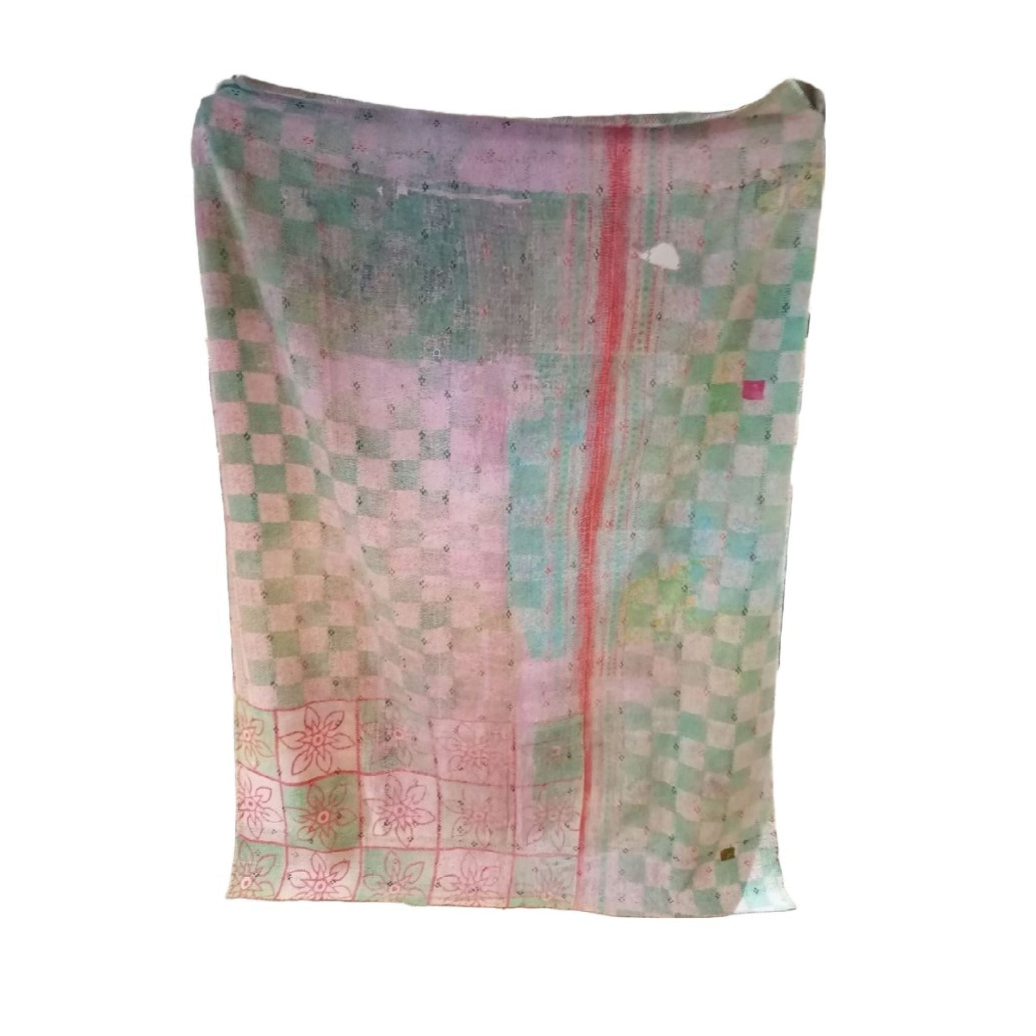 Kantha Throw pink , purple and mixed colours patches