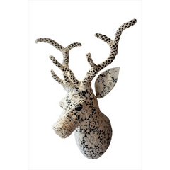 Reindeer Paper Mache Covered in Lace Side View