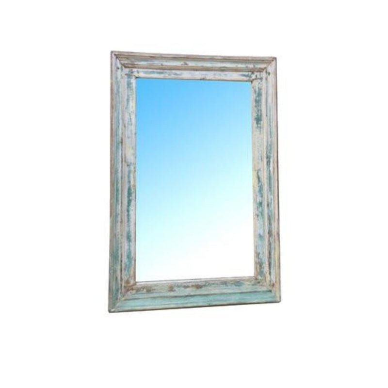 Large Rustic Louisiana Wall Mirror with light blue patina front view of product image on white background