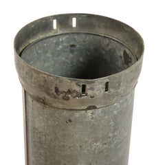 Metal Canister Front view of top of canister close up on white background