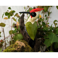 Woodpecker Recycled 3D Metal Artwork side view 