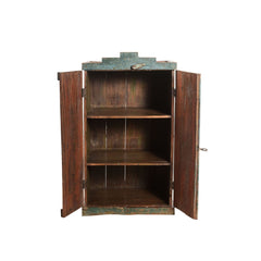 Small Two-Door Wooden Cabinet front view with double doors open 