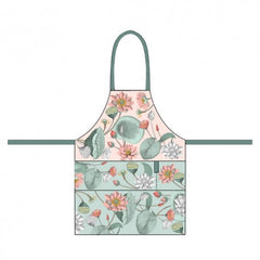 Organic Cotton Apron Nelumbo with Green plant on front 