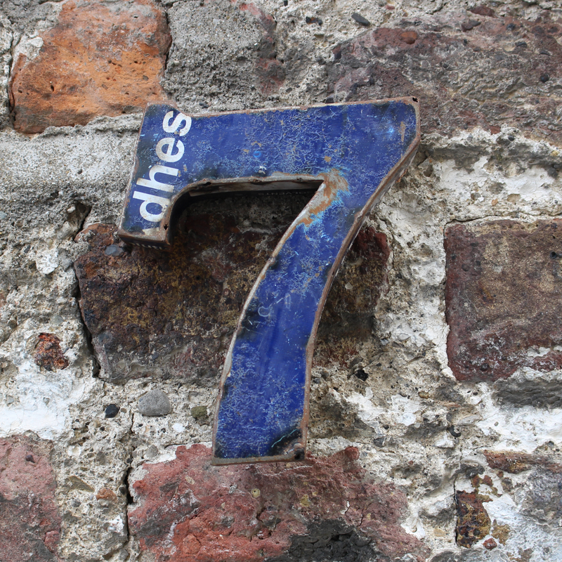Recycled Metal Numbers - the number 7