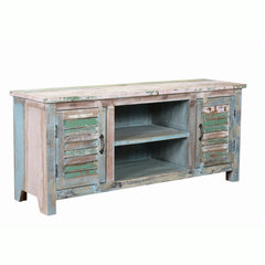 media unit console made of reclaimed wood sideview